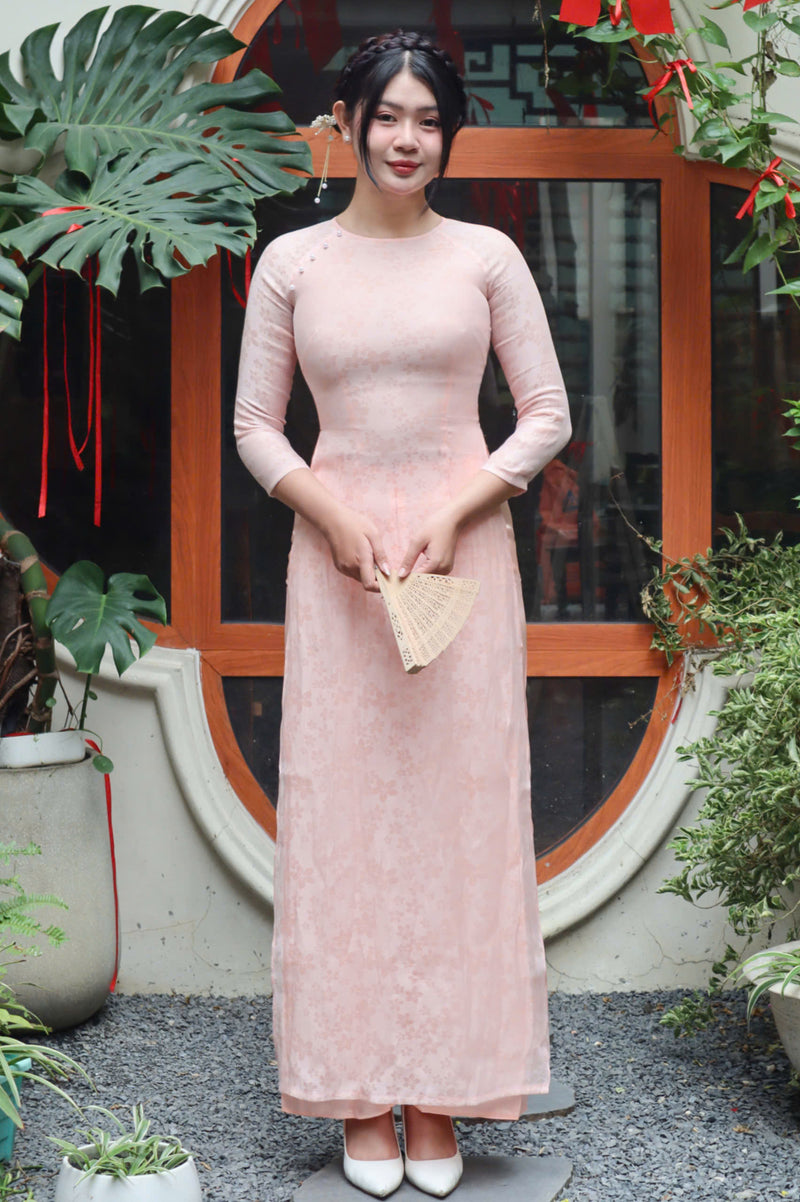 Pink Blue Modern Ao Dai For Women | Vietnamese Modernized Dress