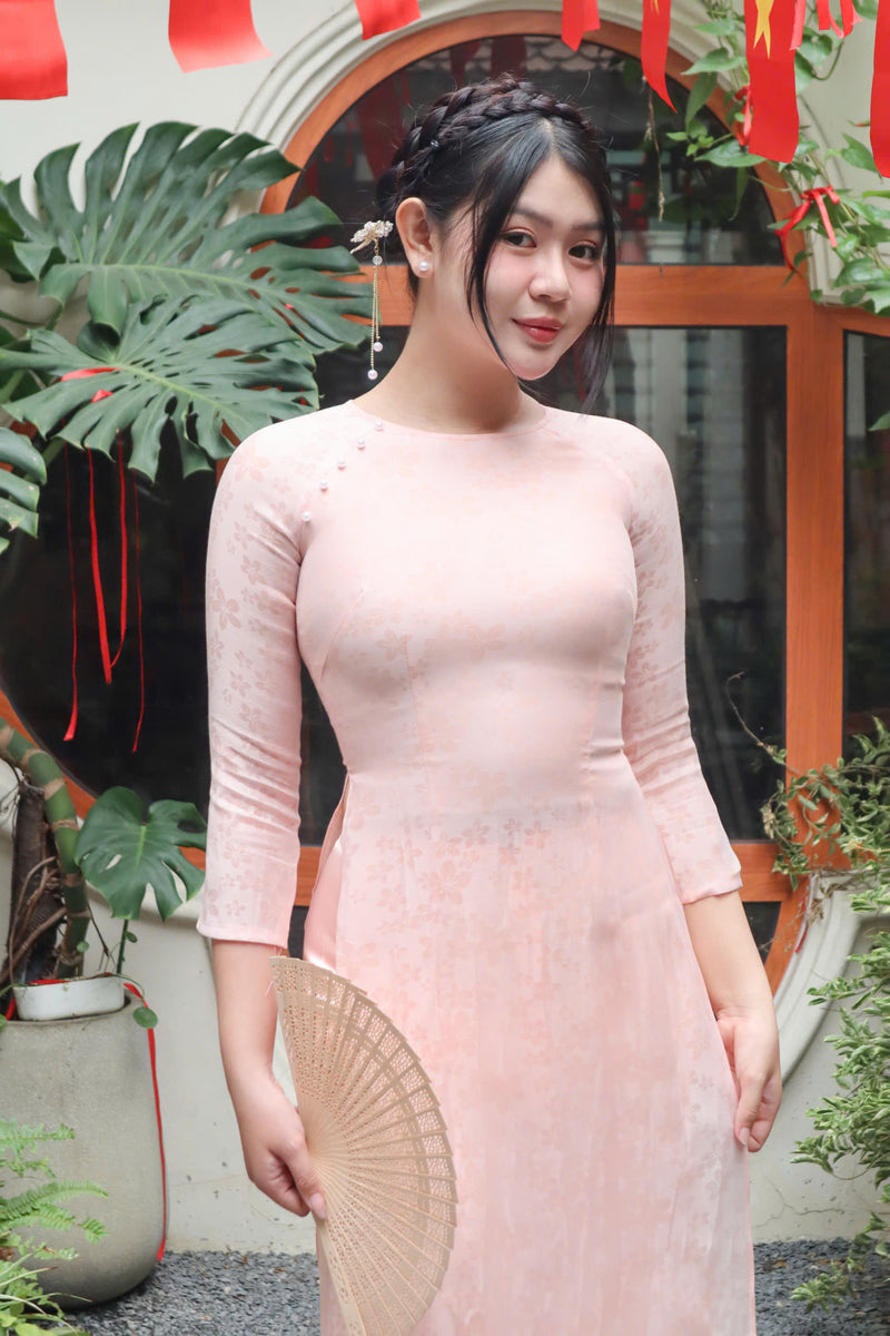 Pink Blue Modern Ao Dai For Women | Vietnamese Modernized Dress