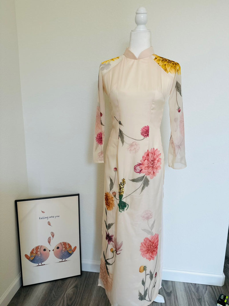 Vietnamese Traditional Dress | Ao Dai With Crystal