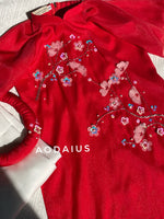 Red Sparkling Ao Dai For Baby Girl | Áo Dài Bé Gái- headband ao dai