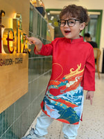 Red Dragon Ao Dai For Boys | Dress For Boys | Áo Dài Bé Trai | Long Dress Ao Dai | Viet Dress For Kids