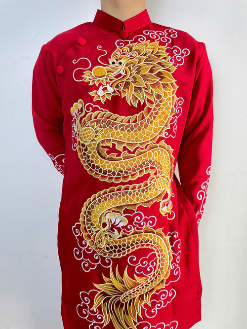 Men Dress | Dragon Embroired Ao Dai Men | Áo Dài Nam