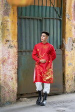 3D Dragon Printed Vietnamese Traditional Ao Dai For Men | Men Dress | Áo Dài Nam