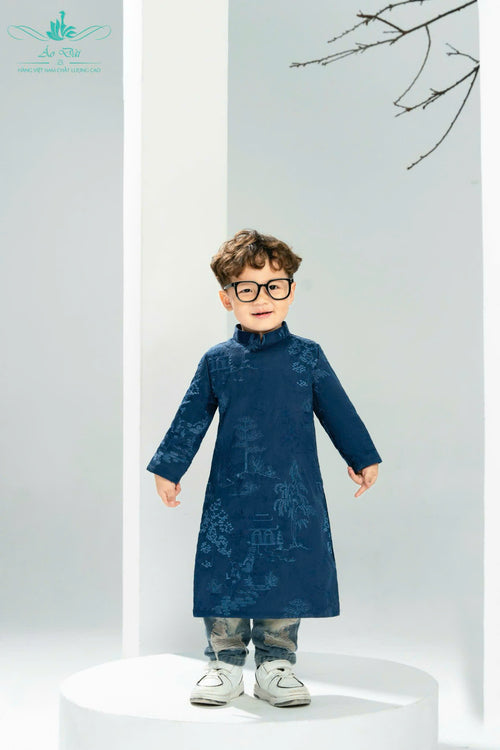 Dark Blue Dad Son Ao Dai | Vietnamese Ao Dai J2