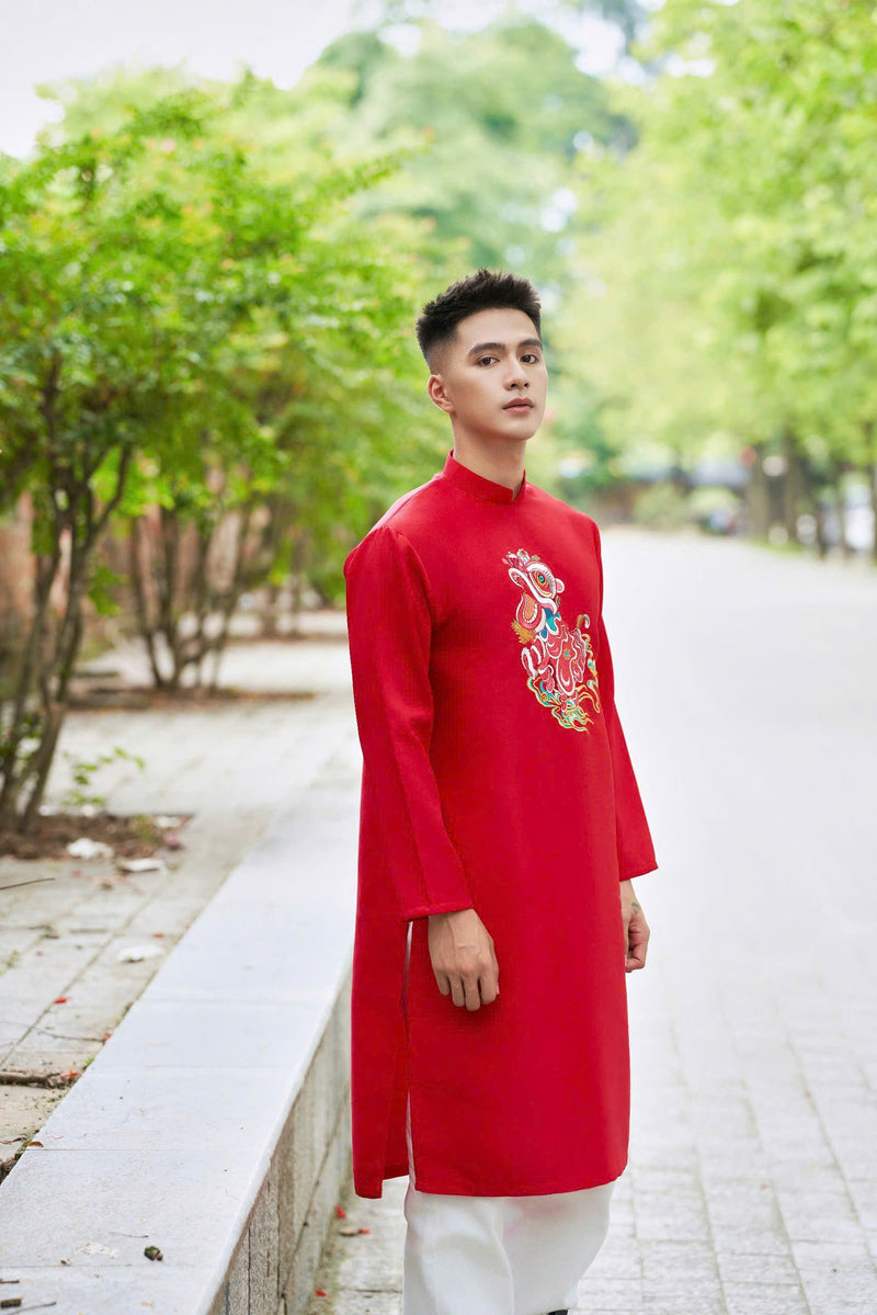 3D Dragon Embroidery Vietnamese Traditional Ao Dai For Men | Men Dress | Áo Dài Nam