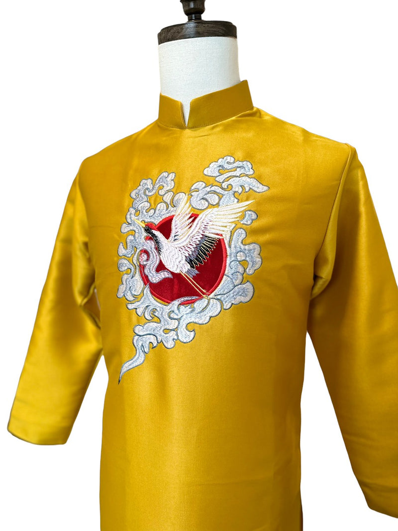 Golden Embroidery Traditional Ao Dai For Men | Men Dress | Áo Dài Nam