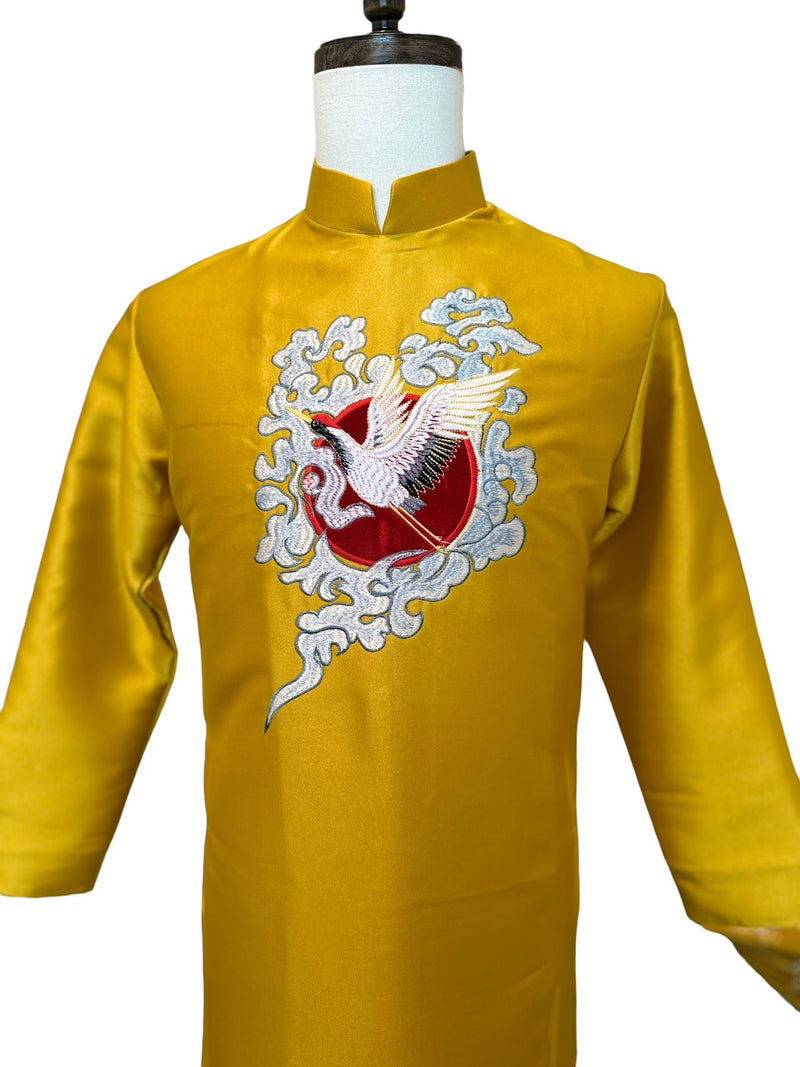 Golden Embroidery Traditional Ao Dai For Men | Men Dress | Áo Dài Nam