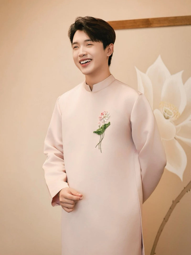 Lotus Embroidery Ao Dai Men | Men Dress | Áo Dài Nam