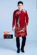 Crane Printed Ao Dai For  Men | Traditional Ao Dai For Men | Men Dress | Áo Dài Nam