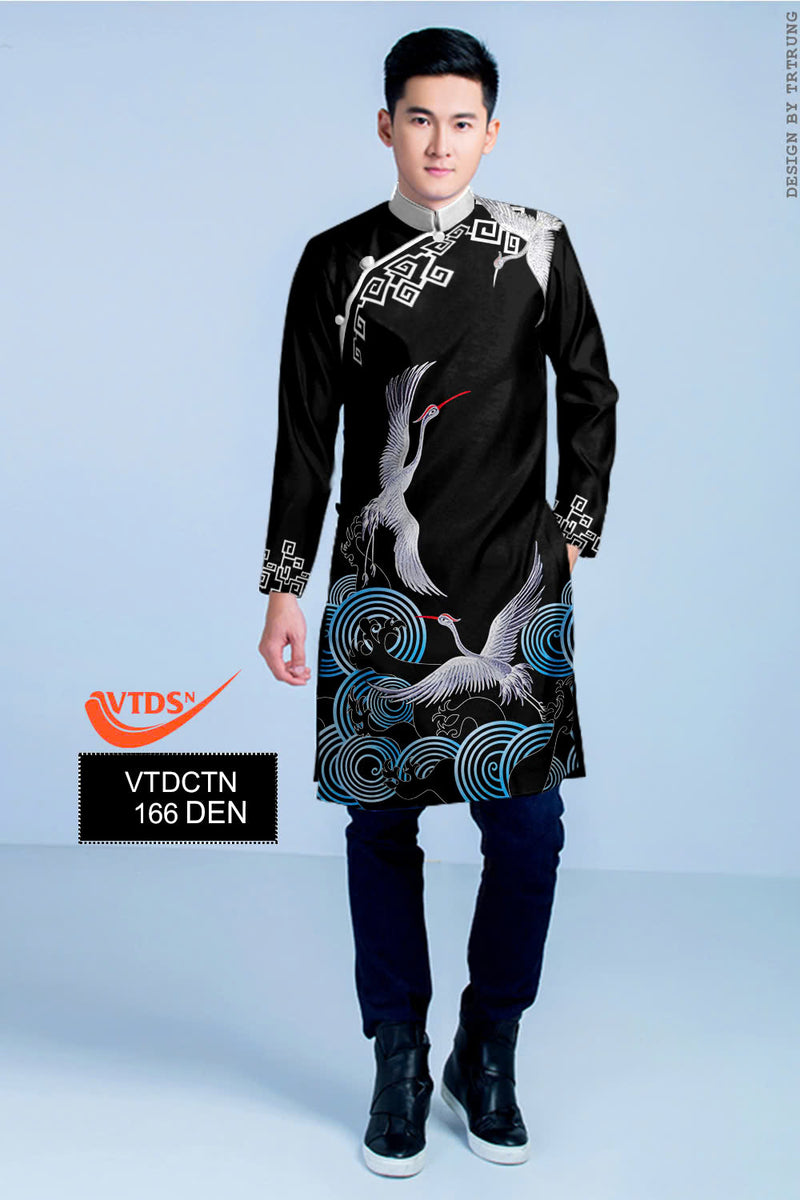 Crane Printed Ao Dai For  Men | Traditional Ao Dai For Men | Men Dress | Áo Dài Nam