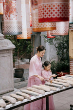 Pink Floral Sparkle Modern Ao Dai | Matching Ao Dai Mom & Daughter | Áo Dài Đôi Mẹ Và Bé | Ao Dai Tet 2025