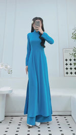 Sky Blue Elegance Traditional Vietnamese Ao Dai