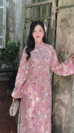 Flowers Sequin Shift Vietnamese Ao Dai | Áo Dài Cách Tân