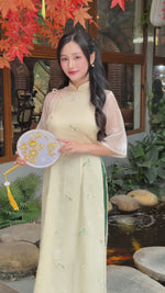 Serene Charm Cream Modern Vietnamese Ao Dai Set B31