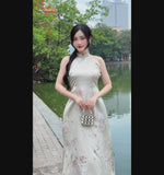 Butterfly Garden Sleeveless Ao Dai No Pants | Áo Dài Yếm Hồ Điệp B17