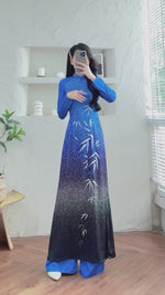 Midnight Bamboo Ao Dai Vietnamese Traditional Ao Dai H9