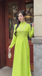 Vietnamese Traditional Ao Dai For Women-No Pants | Áo Dài Truyền Thống Tơ Lụa 2 Da