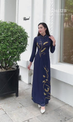 Golden Wheat Ao Dai Traditional Vietnamese Ao Dai No Pants E17