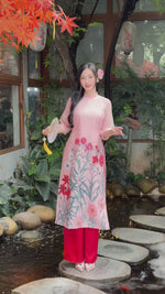 Lily Pink Modern Vietnamese Ao Dai Set | Women Vietnamese Dress B13