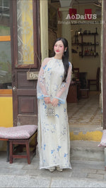Blue Petal Dance Modern Ao Dai No Pants I11