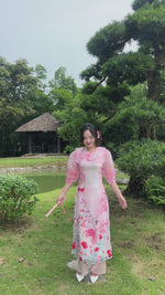 Pink Serenade Modern Vietnamese Ao Dai No Pants A39