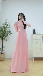 Pink Lotus Traditional Ao Dai Crystal Beading No Pants B4