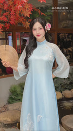 Spring Sky Bloom Modern Vietnamese Ao Dai Set C3