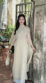 Light Yellow Modern Vietnamese Ao Dai | Áo Dài Hương Xuân Cách Tân