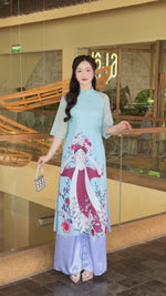 Nang Tho Blue Modern Vietnamese Ao Dai No Pants B37
