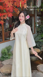 Golden Sand Bloom Modern Vietnamese Ao Dai Set C4