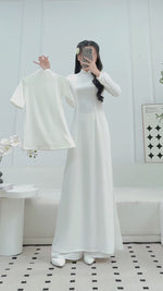 Mom and Daughter Matching Ao Dai | White Vietnamese Family Ao Dai