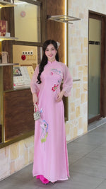 Pink Lotus Traditional Vietnamese Ao Dai | Áo Dài Truyền Thống A29
