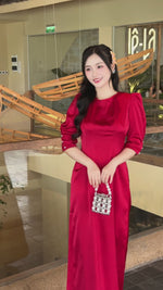 Plain Red Modern Vietnamese Ao Dai Set | Áo Dài Cách Tân