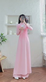 Soft Pink Grace Ao Dai Vietnamese Traditional Ao Dai H8