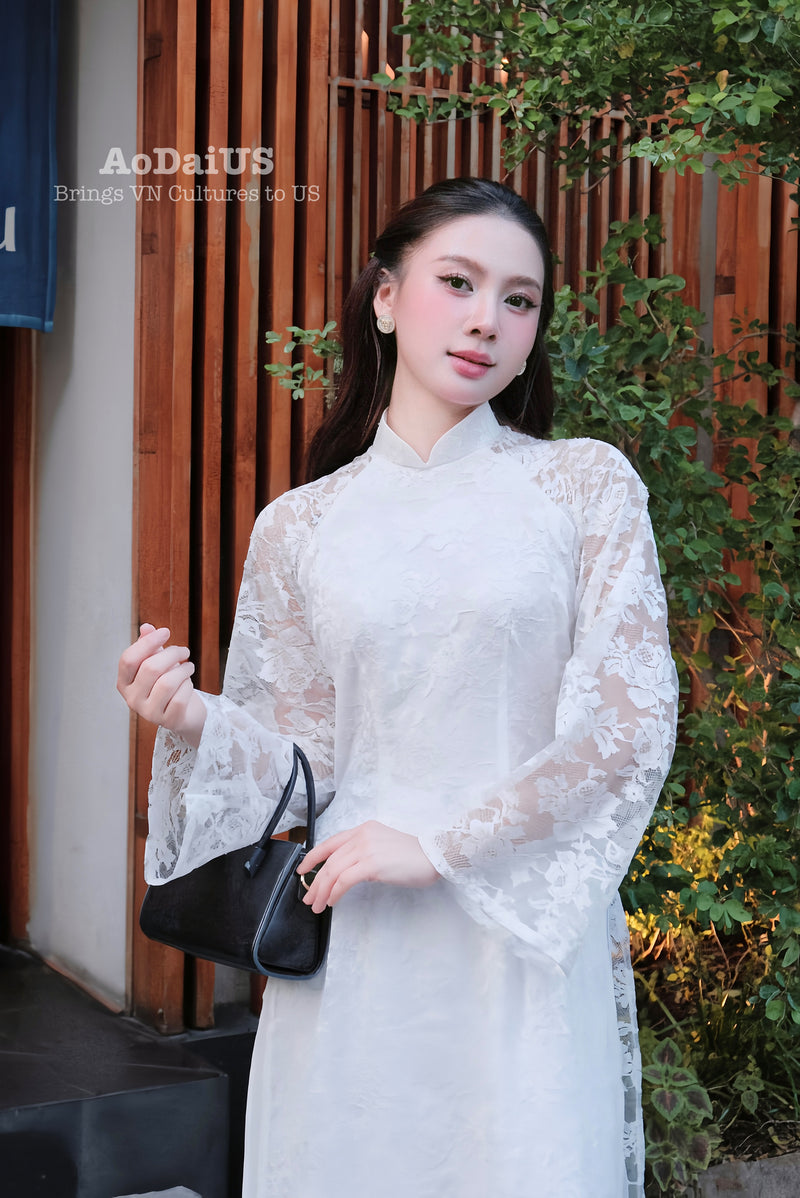 Pure Grace Lace Traditional Vietnamese Ao Dai No Pants