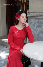 Scarlet Grace Modern Vietnamese Ao Dai No Pants | Áo Dài Hồng Diễm