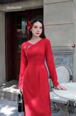 Scarlet Grace Modern Vietnamese Ao Dai No Pants | Áo Dài Hồng Diễm