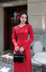 Scarlet Grace Modern Vietnamese Ao Dai No Pants | Áo Dài Hồng Diễm