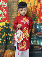 Red 3D Dragon Ao Dai Kid | Dress For Boys | Áo Dài Bé Trai