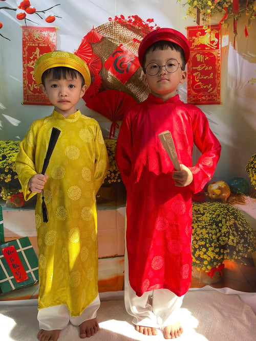 Traditional Ao Dai For Kid- Unisex | Áo Dài Bé Trai | Vietnamese Ao Dai For Tet