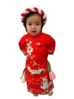 Red Girl Ao Dai Gấm Set | Pre-made Traditional Vietnamese Ao Dai | Lunar New Year| Ao Dai With Headpiece