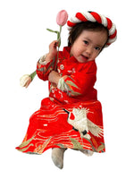 Red Girl Ao Dai Gấm Set | Pre-made Traditional Vietnamese Ao Dai | Lunar New Year| Ao Dai With Headpiece