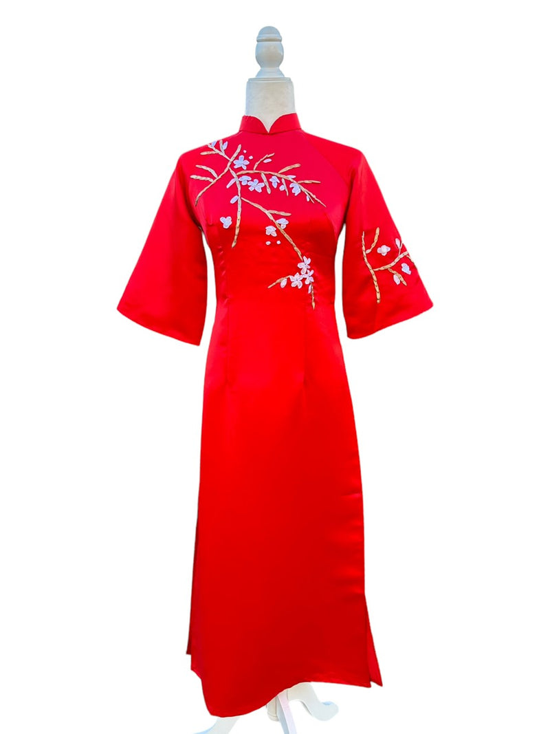 Red Ribbon Ao Dai | Traditional Vietnamese Dress | Áo Dài Truyền Thống