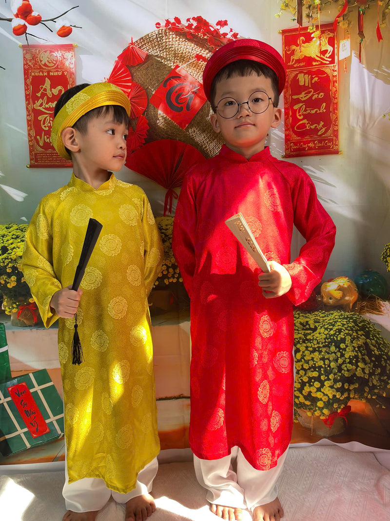 Traditional Ao Dai For Kid- Unisex | Áo Dài Bé Trai | Vietnamese Ao Dai For Tet