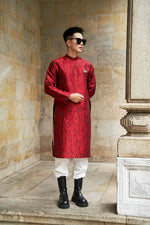 Men Dress | Red Modernzed Ao Dai For Men | Áo Dài Nam