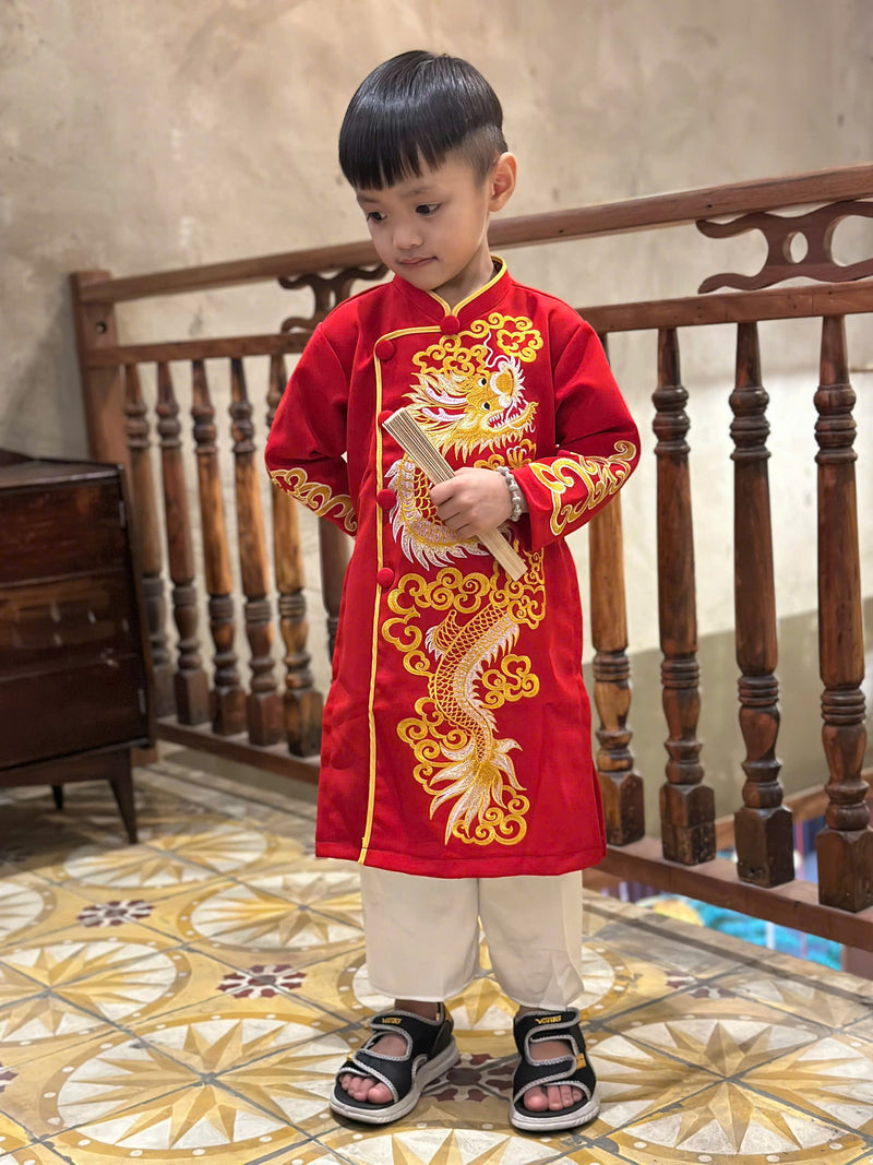 Boy Dress | Dragon Embroidered Ao Dai For Boys | Áo Dài Bé Trai