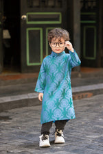 Ao Dai Dress For Boys | Red Blue Silk Ao Dai For Kid Boys | Áo Dài Bé Trai | C23