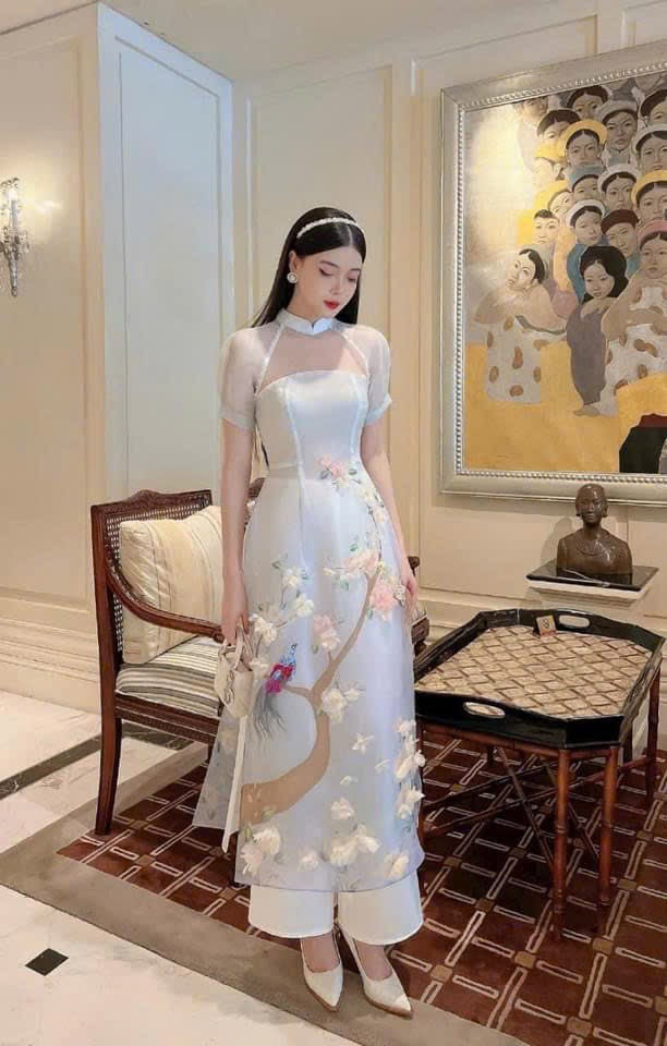 Pastel Blue Sparkle Ao Dai Modern | Áo Dài Cách Tân | TC