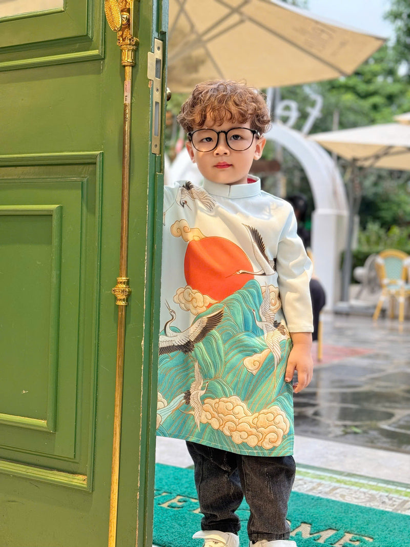 Bird Ao Dai For Boys | Dress For Boys | Áo Dài Bé Trai | Long Dress Ao Dai | Viet Dress For Kids