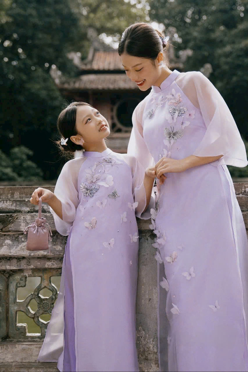 Purple Sparkle Modern Ao Dai | Matching Ao Dai Mom & Daughter | Áo Dài Đôi Mẹ Và Bé | Ao Dai Tet 2025